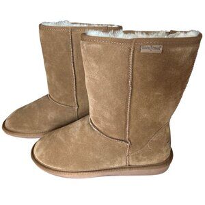 Minnetonka Callahan Short Boots Women’s 10 Tan Suede Faux Fur